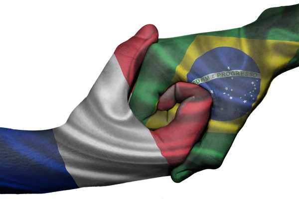 Handshake between France and Brazil — Stock Photo, Image