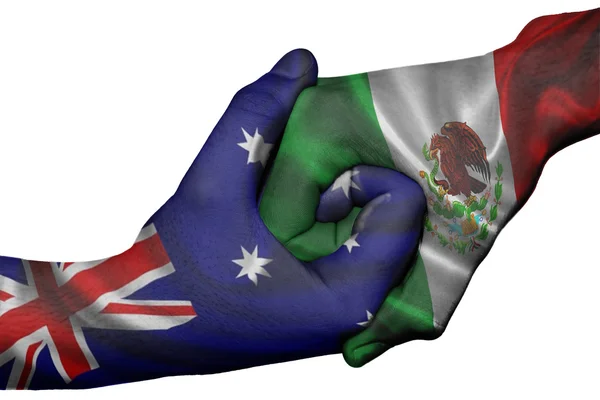 Handshake between Australia and Mexico — Stock Photo, Image