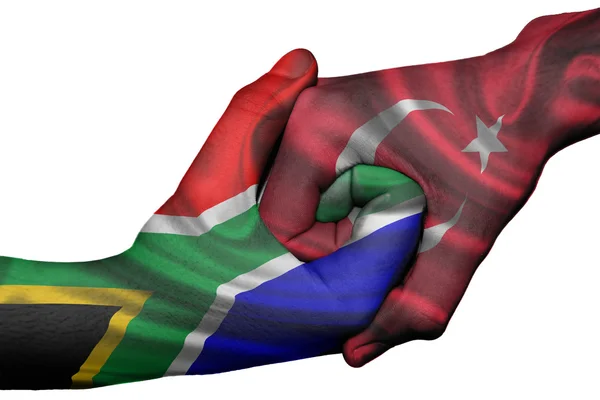 Handshake between South Africa and Turkey — Stock Photo, Image