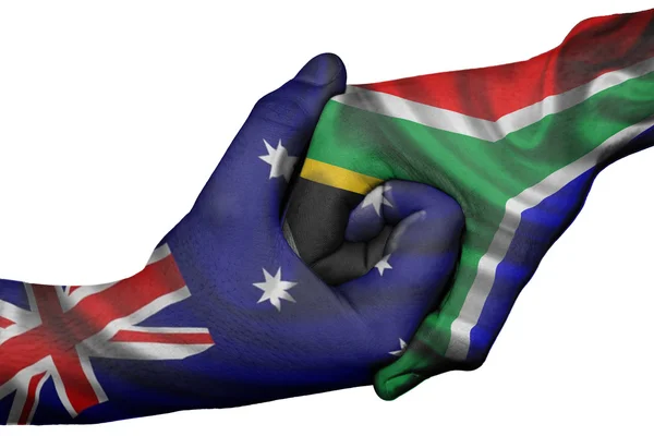 Handshake between Australia and South Africa — Stock Photo, Image