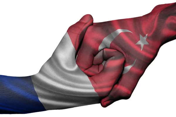 Handdruk tussen Frankrijk en Turkije — Stockfoto