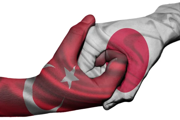 Handshake entre a Turquia e o Japão — Fotografia de Stock