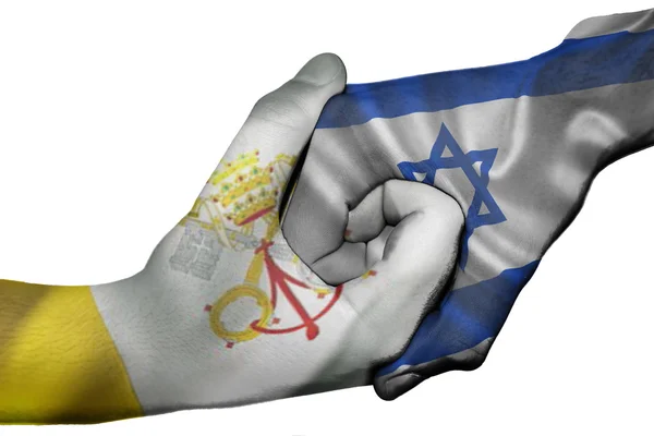 Handschlag zwischen vatikanischer Stadt und israel — Stockfoto