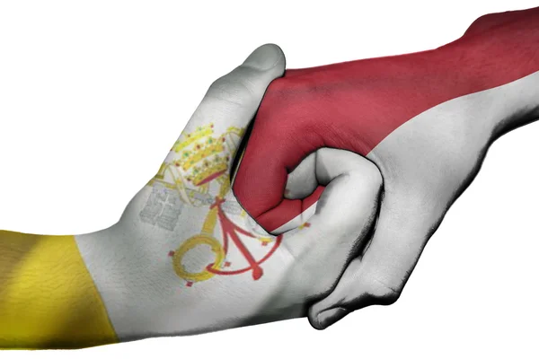 Handshake between Vatican City and Indonesia — Stock Photo, Image