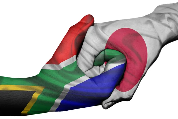 Handshake between South Africa and Japan — Stock Photo, Image