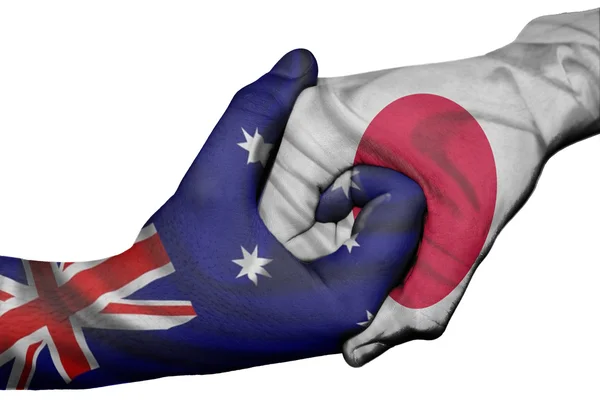 オーストラリアと日本の間のハンドシェイク — ストック写真
