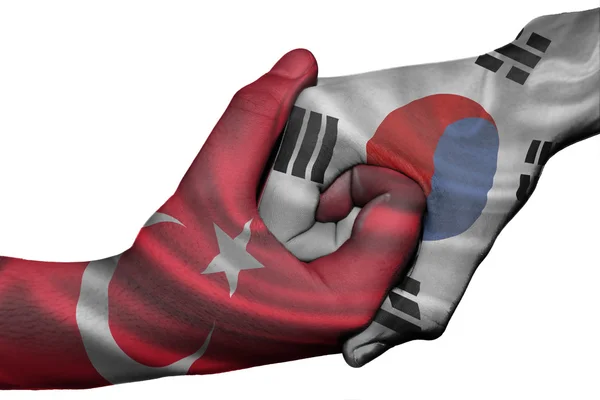 Handshake between Turkey and South Korea — Stock Photo, Image