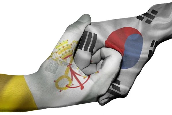 Handshake between Vatican City and South Korea — Stock Photo, Image