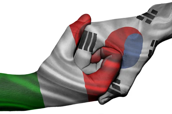 Handshake between Italy and South Korea — Stock Photo, Image