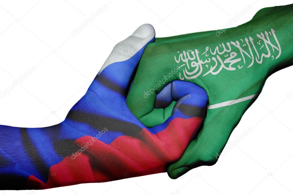Handshake between Russia and Saudi Arabia