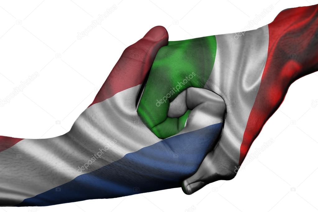 Handshake between Netherlands and Italy