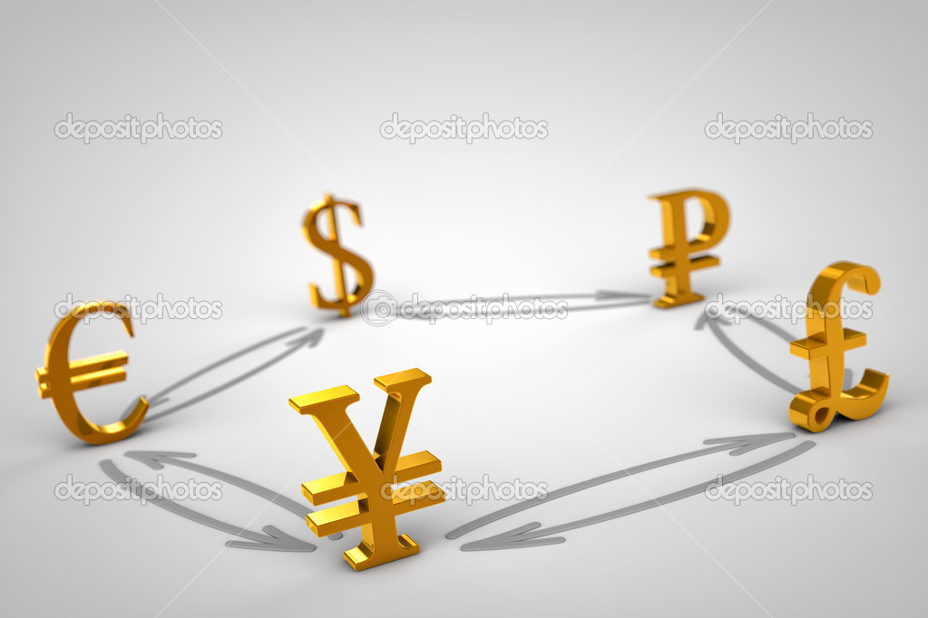 Golden Currency signs. Yen