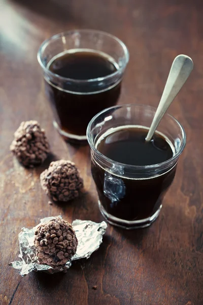 Koffie met chocolade — Stockfoto