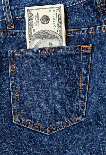 Bills in jeans — Stock Photo, Image