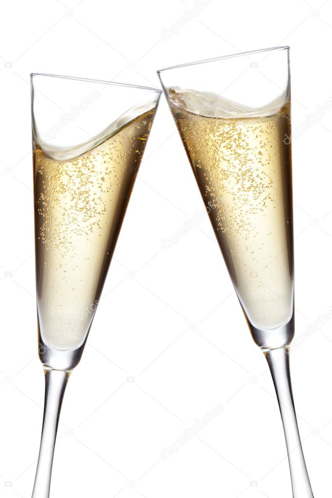 Champagne flutes toasting