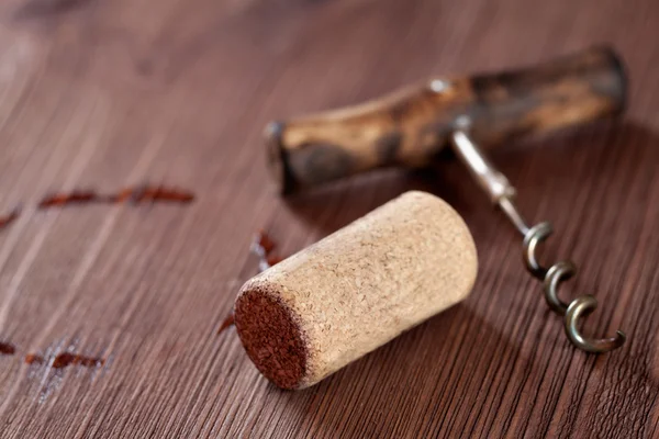 Corkscrew and Cork — Stock Photo, Image