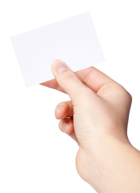 eli boş kağıt etiket tutan kadın