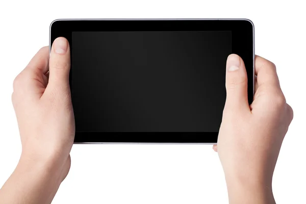 Mani con tablet — Foto Stock