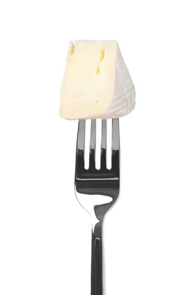 Brie de fromage sur une fourchette — Photo