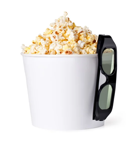 Popcorn und 3D-Brillen — Stockfoto