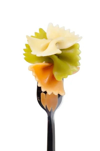 Pasta farfalle en un tenedor — Foto de Stock