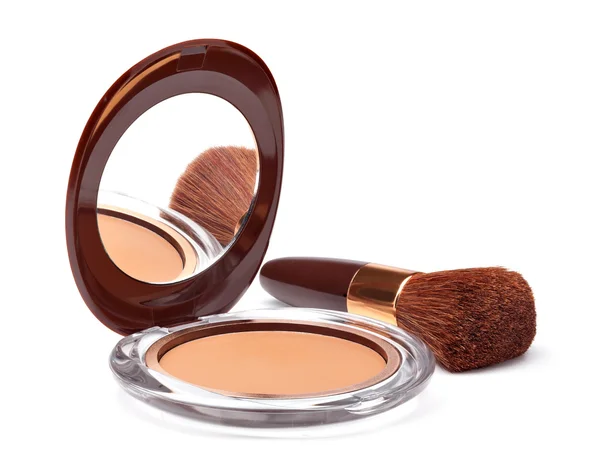 Make-up Puder und Pinsel — Stockfoto