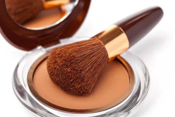 Makeup Powder and Brush — Stock Photo, Image