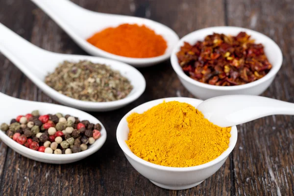 Spices Curry, Peppers Mix and paprika — Stock Photo, Image
