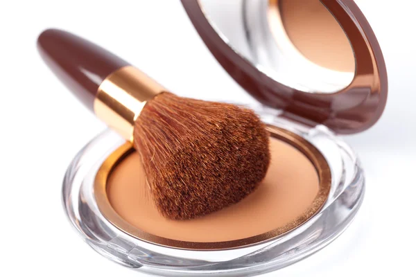 Makeup Powder and Brush — Stock Photo, Image