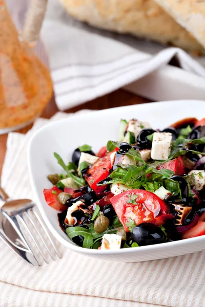 Greek vegetable salad with feta cheese — Stock Photo, Image