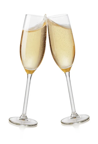 Champagne flutes toasting — Stock Photo, Image