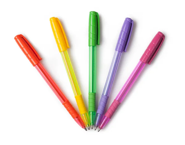 Multi-färgade bollen pennor — Stockfoto