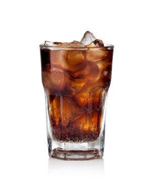 Cola glass with ice cubes