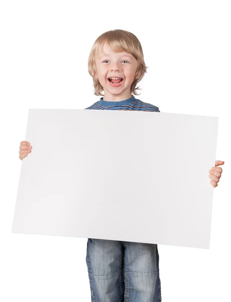 Boys showing blank placard Stock Picture