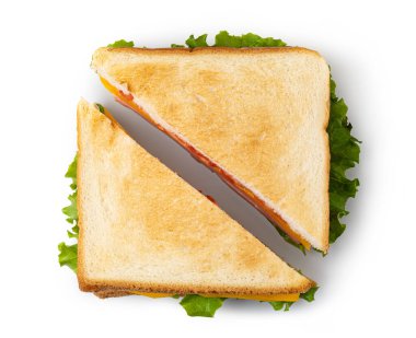 Sandviç beyaz arkaplanda izole edildi