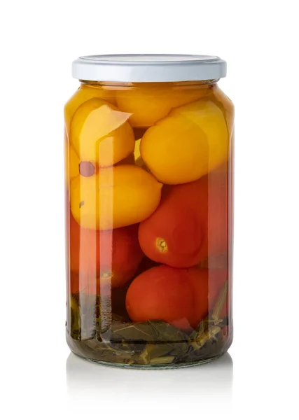 Canned Tomatoes Jar Isolated White — Stock Photo, Image