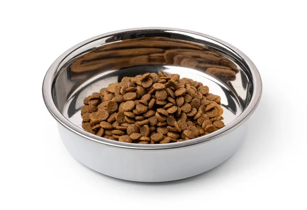 Dry Cat Food Bowl Isolated White Background — Stock Photo, Image