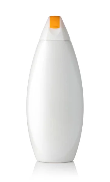 Frascos Xampu Plástico Isolados Fundo Branco — Fotografia de Stock