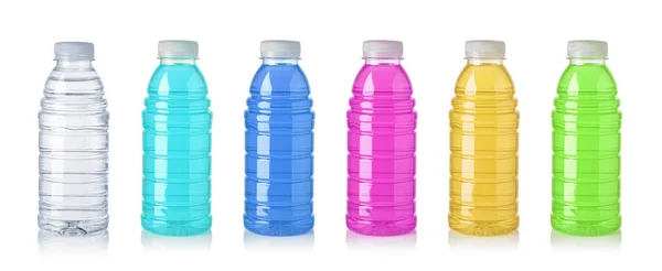 Set Plastic Bottle Sweetwater Isolated White Background — Stock Photo, Image