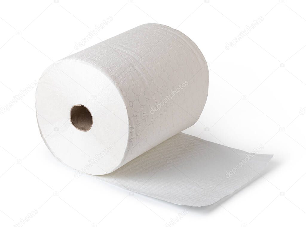 Rolls of paper towels isolated on white background