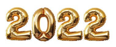 2022 yılı. Yeni yıl 2022. Beyaz arkaplanda izole