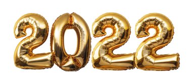 2022 yılı. Yeni yıl 2022. Beyaz arkaplanda izole