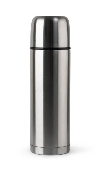 Thermos Métal Isoler Sur Fond Blanc — Photo