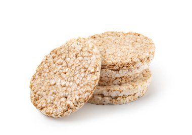 Pirinç kekleri beyaz arkaplanda izole edilmiş