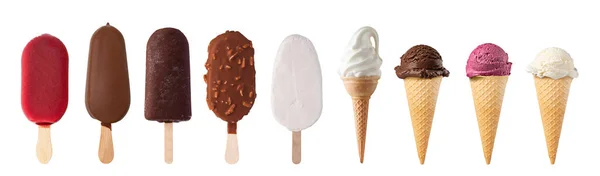 Conjunto Sorvete Waffle Cone Isolado Fundo Branco — Fotografia de Stock