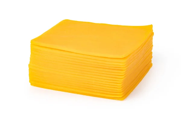 Cheddar Käsescheibe Isoliert Auf Weißem Hintergrund — Stockfoto