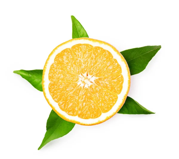 Fruta Hoja Color Naranja Aisladas Sobre Fondo Blanco — Foto de Stock