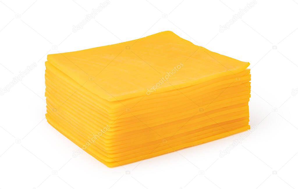 cheddar cheese slice isolated on a white background