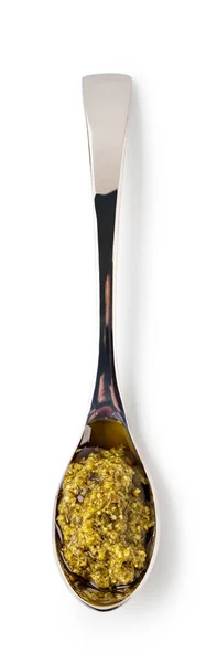 Spoon Pesto Sauce Isolated White Background — Stock Photo, Image