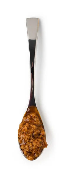 Spoon Red Pesto Sauce Isolated White Background — Stock Photo, Image